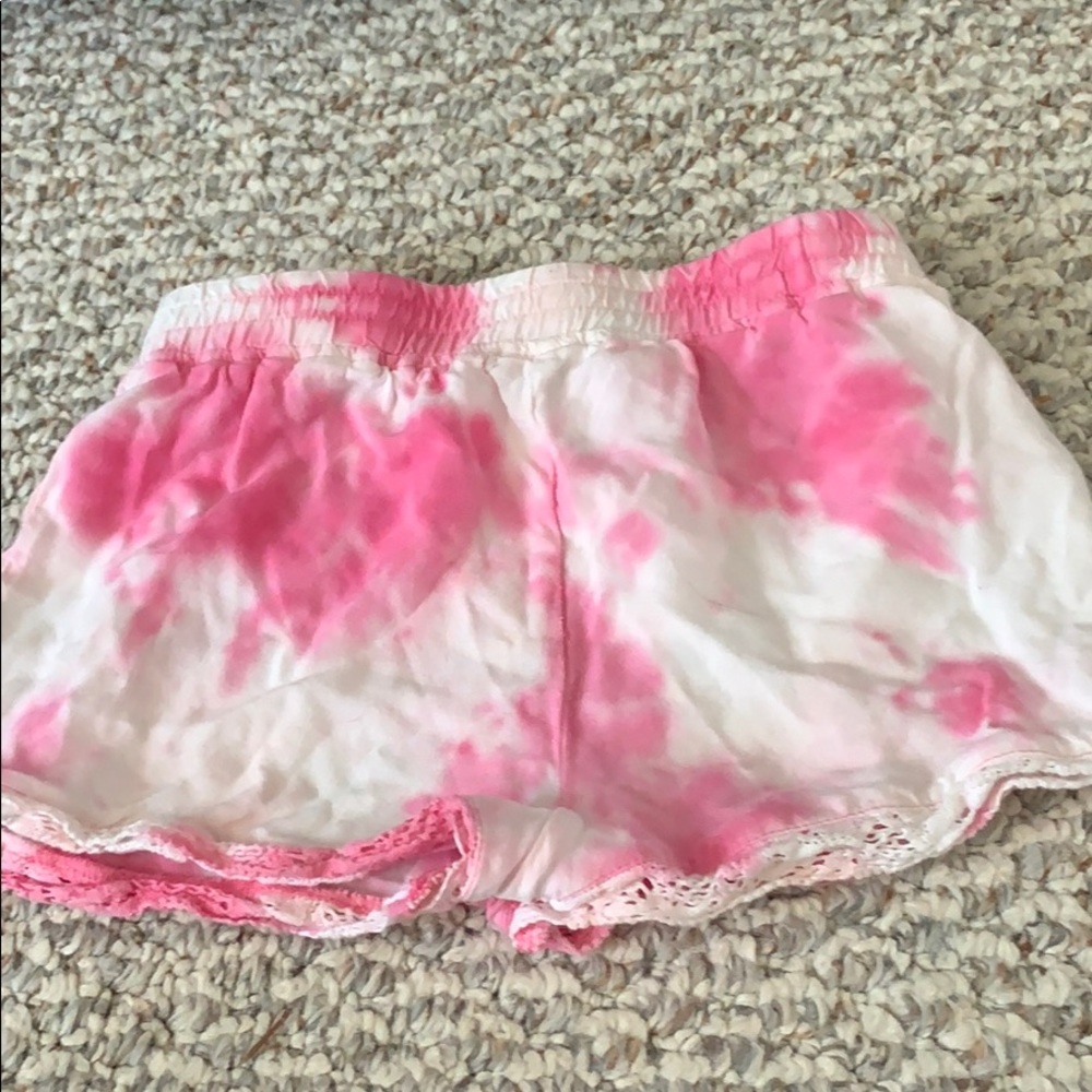 Pink + White Tie-dye girls shorts